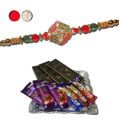 "Rakhi - FR- 8170 A (Single Rakhi), Choco Thali - code RC15 - Click here to View more details about this Product